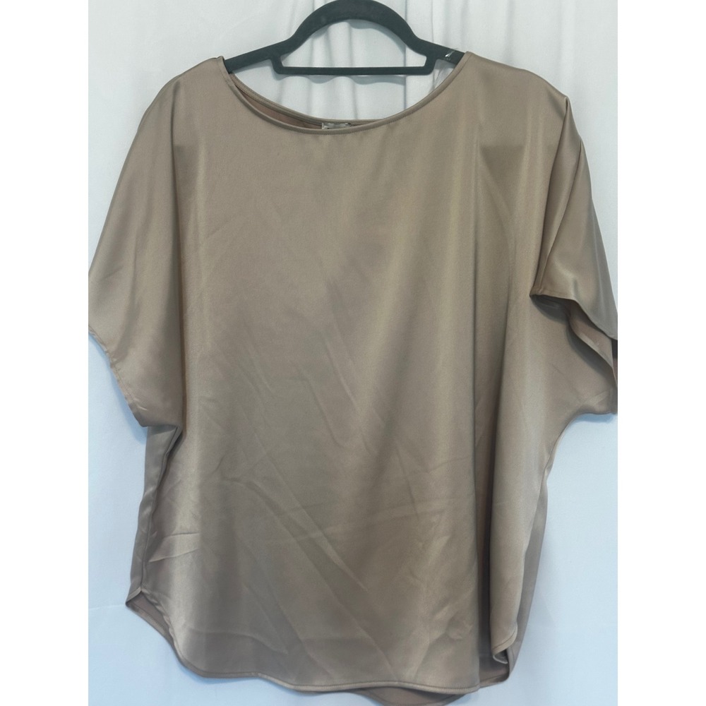 Anne Klein Womens 1X Latte Beige Dolman Sleeve Satin Blouse NWT 10822162-A48